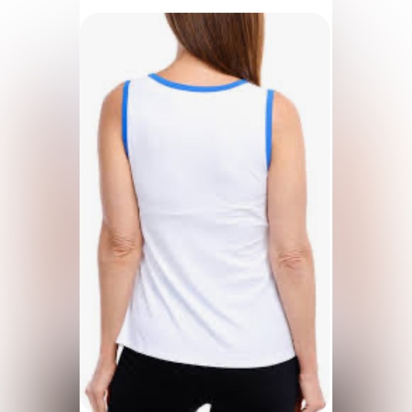 💕SALE 4 for $10💕Gottex White Tank Top with Blue Trim - Picture 3 of 6